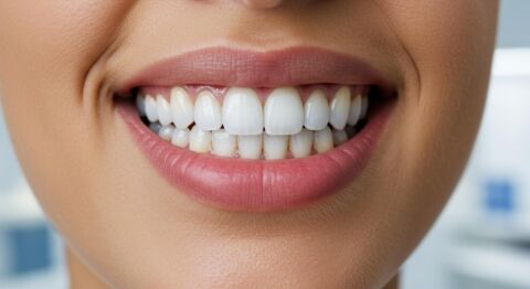 Close-up healthy white teeth smile